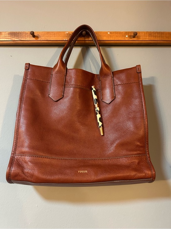 Fossil Handbags - Fossil Cognac Leather Tote with Dual Handles
